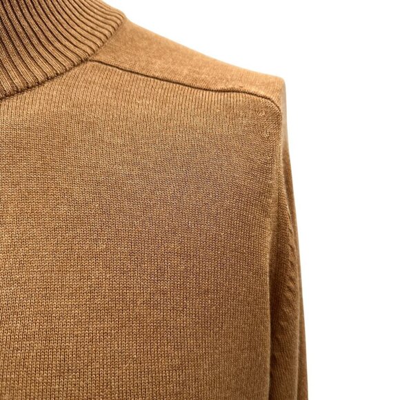 Banana Republic Silk Cashmere Quarter Zip Mock Neck Ribbed Sweater Brown Men‎ L - Picture 4 of 11
